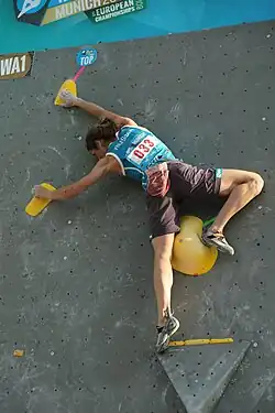 Jekatěrina Kiprijanovová na SP 2017 v boulderingu v Mnichově