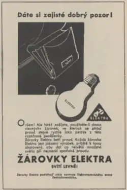 Reklama výrobků firmy Elektra (časopis Eva, 1933)