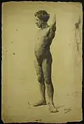 Stojící mužský akt, studie