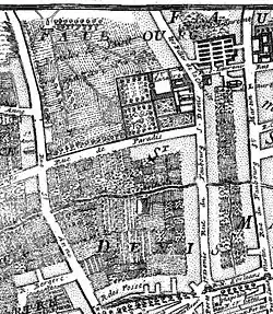 Jižní část klášterního komplexu na mapě z roku 1705