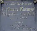 Pamětní tabule na rodném domě Ferdinanda Raimunda (Mariahilferstrasse 45, Vídeň)