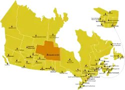 Arcidiecéze Keewatin-Le Pas na mapě