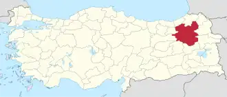 Provincie Erzurum na mapě Turecka
