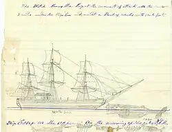 Útok vorvaně na Essex na náčrtku plavčíka Thomase Nickersona