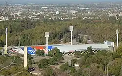 Letecký pohled na stadion Estadio Malvinas Argentinas