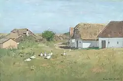 Selská stavení na panství Staatz (olejomalba r. 1898)