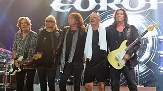 Europe v Tønsbergu roku 2025. Zleva: John Levén, Mic Michaeli, Joey Tempest, Ian Haugland a John Norum.