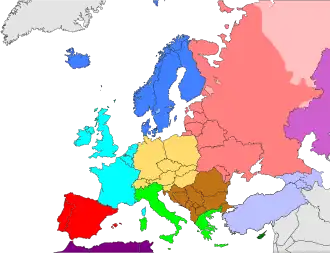 Subregiony Evropy podle The World Factbook: Střední Evropa Východní Evropa Severní Evropa Jihovýchodní Evropa Jižní Evropa Jihozápadní Evropa Západní Evropa