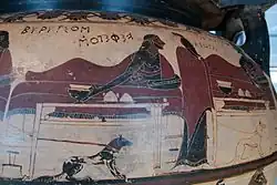 Iolé, Héraklés a Eurytos na hostině, přibližně 600 př. n. l.