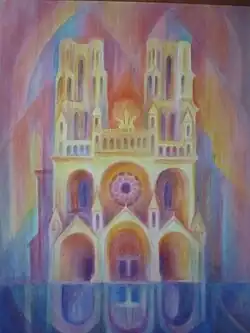 "Katedrála v Laonu", akvarel (2015)