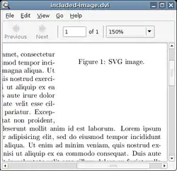 Část souboru formátu DVI interpretována prohlížečem Evince