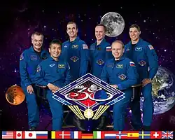 Zleva Ťurin, Wakata, Mastracchio, Rjazanskij, Kotov a Hopkins