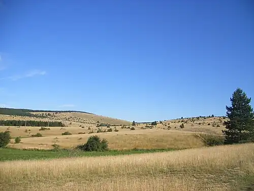 krajina náhorní plošiny Causse de Sauveterre