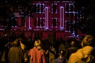 2020, laserová show v ulici Cukrovarnická (Praha)