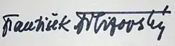 František Filipovský – podpis