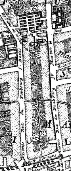 Klášter Saint-Laurent na mapě z roku 1705