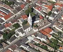 Letecký pohled na Purbach am Neusiedler See