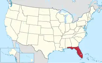 Florida na mapě USA