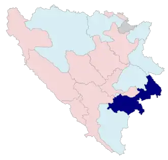 Poloha regionu na mapě Bosny a Hercegoviny