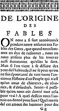 Dílo 'De l’origine des fables' (1684)