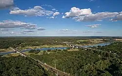 Pohled na Dálniční most a železniční most