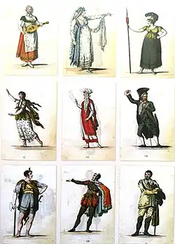 Herci Stavovského divadla v rolích z let 1807-1808