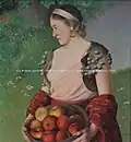 Žena s jablky (olej na plátně)
