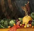 Zátiší s bažantem a zeleninou (olej na plátně)