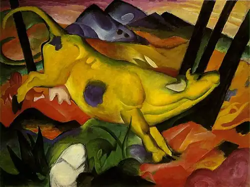 Žlutá kráva, 140×190 cm, 1911, Guggenheimovo muzeum, New York