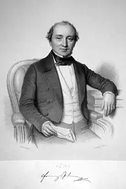 František Pokorný na litografii Gabriela Deckera z roku 1850