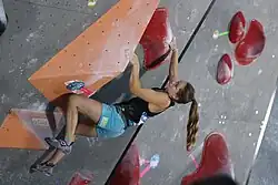Frederike Fellová na SP 2018 v boulderingu v Mnichově