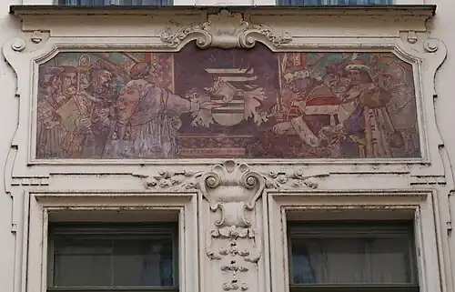 Freska:Jiří z Poděbrad českým králem