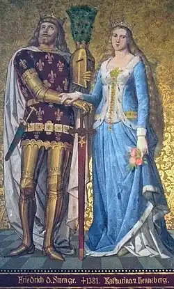 Malba Fridricha III. a Kateřiny z Hennebergu v Albrechtsburgu v Míšni