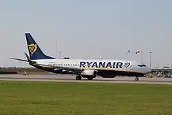 Odkloněný stroj Boeing 737 (SP-RSM) společnosti Ryanair vyfocený v roce 2019