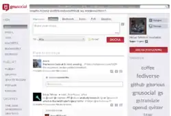 snímek obrazovky na webu GNU social ve švédštině