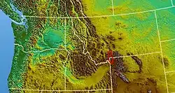 Umístění pohoří na mapě severozápadu Spojených států