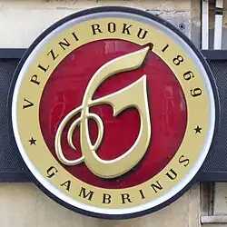 Známka pivovaru Gambrinus v Plzni