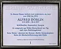 Pamětní deska v Berlíně (Kaiserdamm 28, Berlin-Westend)