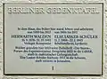 Pamětní deska v Berlíně (Katharinenstraße 2, Berlin-Halensee)