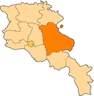 Gegharkunik na mapě Arménie