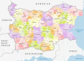 Správní členění Bulharska.