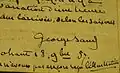 Podpis George Sandové (1804–1876), psaní z roku 1857