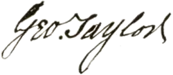 George Taylor, podpis