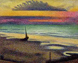 Georges Lemmen, Pláž v Heist-aan-Zee, 1891, olej na plátně, 37,5 x 45, cm, Muzeum Orsay, Paříž