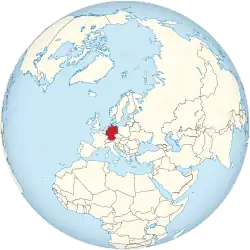Map showing Germany in an orthographic projection