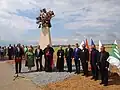 Gorazdův obelisk, zleva Roman Jílek, Iveta Mondeková, Ondřej Machala, Mons. Jan Graubner, Mons. Cyril Vasil, Václav Kolaja, Radim Holiš, Daniel Ignác Trubač, P. Jaromír Zádrapa, P. Anton Kasan