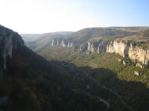 pohled na Gorges de la Jonte od jeskyně de Dargilan