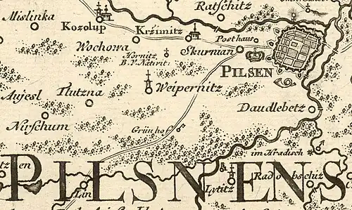 Grünhof na Müllerově mapě z roku 1720.jpg