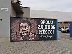 Graffiti prostějovských fanoušků v blízkosti zimního stadionu