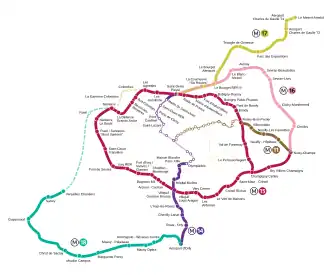 Mapa plánované sítě Grand Paris Express